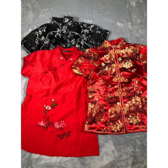 VTG Traditional Chinese Vietnamese Silky Floral Blouse Top Tag Sz L Sleeveless - Picture 1 of 4